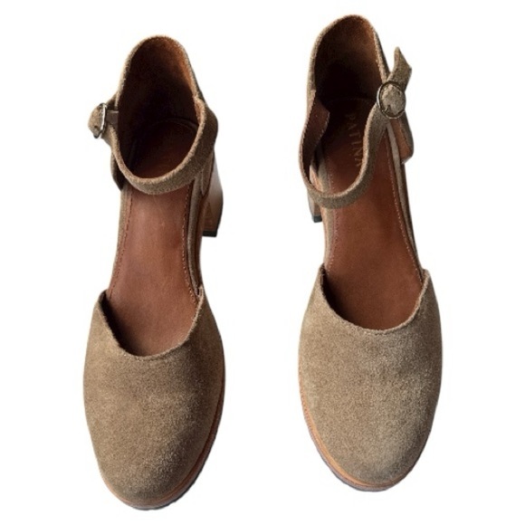 Patina by Portland Leather Suede Mary Jane Block Heel Shoes Taupe Size 10 - Picture 3 of 12